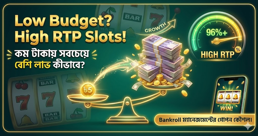 কম বাজেটে খেলার জন্য High RTP (Return to Player) সহ সেরা অনলাইন Slot গেমের ব্যানার।